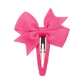 Vibrant pink grosgrain ribbon bow hair clip with fabric wrapped metal base for girls - Hot Pink