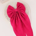 Pince à cheveux nœud en dentelle magenta avec de longs rubans élégants - Rose rouge
