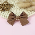 Deep brown polyester ribbon bow accessory with woven texture for autumn hair accessories - Dark Brown Wrinkled Texture (#6)