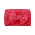 Elastic baby headband with wide ribbed fabric and large bow in vibrant watermelon red - Rose Red (#13)