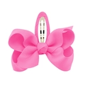 Classic hot pink ribbed grosgrain bow hair clip for children with secure metal BB grip - Rose Pink
