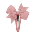 Minimalist light pink grosgrain ribbon bow hair clip with textured fabric for kids - Light Pink