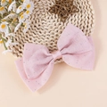 Fiocco per capelli in tessuto rosa con paillettes argento su tappeto intrecciato - Grande Fermaglio a Fiocco con Paillettes / Rosa