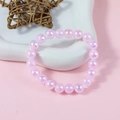 Sweet pearlescent pink beaded elastic bracelet for girls in a soft candy color finish - Light Pink