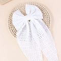 Barrette à cheveux avec grand nœud en dentelle blanche et longs rubans élégants - Blanc