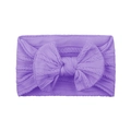 Soft elastic knit baby headband with large bow in light purple color for infants - Light Purple (#14)