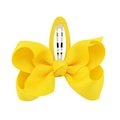 Bright yellow 7cm ribbed fabric bow hair clip with matching color wrapped BB clip - Yellow