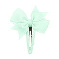 Mint green grosgrain ribbon bow hair clip with fabric-wrapped side clip for girls - Mint Green