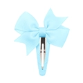 Minimalist light blue grosgrain ribbon bow hair clip for children with fabric-wrapped base - Light Blue