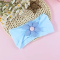 Diadema elástica para bebé con flor azul claro de cinco pétalos y centro rosa - Azul Claro