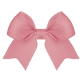 Pink grosgrain ribbon bow clip with ribbed texture for girls in minimalist style - Pink (#2)