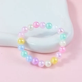 Colorful macaron acrylic beaded bracelet for kids with a pearlescent finish - Multi-color Iridescent Mix (#6)