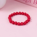Bracciale per bambini con perle rosse in acrilico da 6mm con finitura lucida - Rosso (#9)