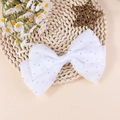 Funkelndes weißes doppellagiges Satin-Schleifen-Haaraccessoire mit Silberpailletten - Weiß (Stil 3)