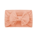 Soft coral orange baby headband with elastic ribbed fabric and a large knotted bow - Coral Orange (#16)