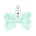 7cm mint green ribbed ribbon bow hair clip with fabric-wrapped BB clip for children - Mint Green