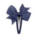 Navy blue grosgrain ribbon bow hair clip for girls with matching fabric wrapped base - Navy Blue