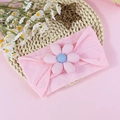 Diadema elástica rosa para bebé de nailon con una flor de punto en relieve 3D - Rosa