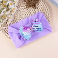 Bandeau élastique pour bébé violet clair avec un grand nœud pailleté multicolore - Violet Irisé