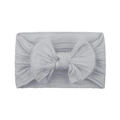 Elastic baby headband with large cable knit bow in light grey soft fabric - Light Gray (#17)