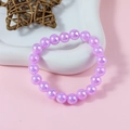 Sweet purple iridescent beaded elastic bracelet with colorful pearl luster for girls - Rose Red