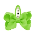 Neon green grosgrain ribbon bow hair clip with silver metal snap base for kids - Fluorescent Green