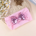 Bandeau élastique rose pour bébé avec un grand nœud à paillettes sur maille douce - Rouge Rose