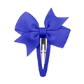 Navy blue grosgrain ribbon bow hair clip for children with fabric wrapped metal BB clip - Dark Blue