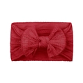 Elastic red baby headband featuring wide cable knit texture and large bow accessory - Red (#18)