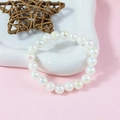 Iridescent white beaded stretch bracelet with candy-colored luster for sweet girls - Milk White