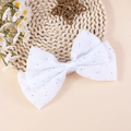 Fermaglio per capelli bianco fatto a mano con doppio fiocco e paillettes argento - Grande Fermaglio a Fiocco con Paillettes / Avorio