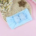 Light blue baby cotton headband featuring a large 3D embroidered bow for girls - Light Blue