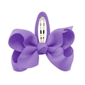 Handmade 7cm purple ribbed ribbon bow hair clip with fabric wrapped metal BB hairgrip - Purple
