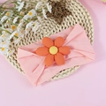 Bandeau élastique rose pour bébé avec une fleur tricotée orange en 3D vibrante - Rose Orangé