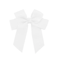 White grosgrain ribbon double-layered bow hair clip for children with ribbed texture - White (#1)