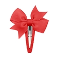Handmade red grosgrain ribbon bow hair clip for girls with secure silver metal base - Red