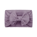 Soft purple elastic baby headband with a large bow and cable knit texture pattern - Purple (#19)