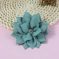 Grey-blue layered chiffon flower accessory with a large central rhinestone detail - Grey Blue