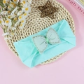 Mint green baby cotton headband featuring a large bow with delicate lace trim details - Mint Green