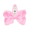 Pink grosgrain ribbon bow hair clip with ribbed texture on a silver metal BB base - Light Pink