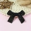 Sparkling black and gold polyester bow accessory for hair clips and footwear decoration - Black With Gold Glitter (#12)