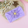 Bandeau élastique violet pour bébé avec fleur de marguerite en velours côtelé 3D - Mauve Clair