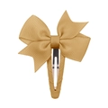 Champagne gold grosgrain ribbon bow hair clip with fabric-wrapped BB clip for girls - Champagne Gold