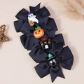 Halloween Haarschleifen Haarklammern mit Geist, Kürbis, Schloss und Spinne für Halloween Kostüme - Schwarz Stil
