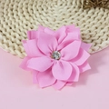 Pink multilayered chiffon flower with central rhinestone for DIY hair accessories - Pink