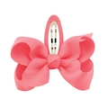 Pink grosgrain ribbon bow hair clip for girls with fabric-wrapped metal snap clip - Deep Pink