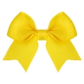 Bright yellow grosgrain ribbon bow hair clip with double layer and swallowtail design - Yellow