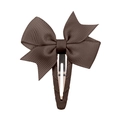 Minimalist 6cm coffee brown grosgrain ribbon bow hair clip with silver metal base - Coffee