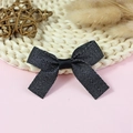 Chic black ribbon bow with silver glitter for hair clips and footwear accessories - Black With Silver Glitter (#13)