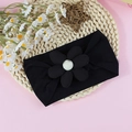 Bandeau élastique noir pour bébé avec grande fleur tricotée et centre de couleur crème - Noir